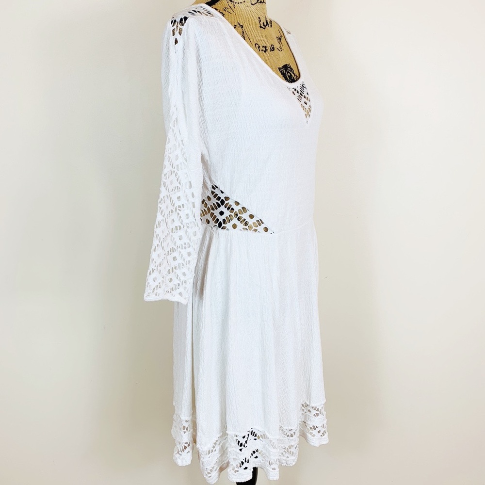 Free People | White Lace Boho Dress Size Medium - Picture 5 of 8